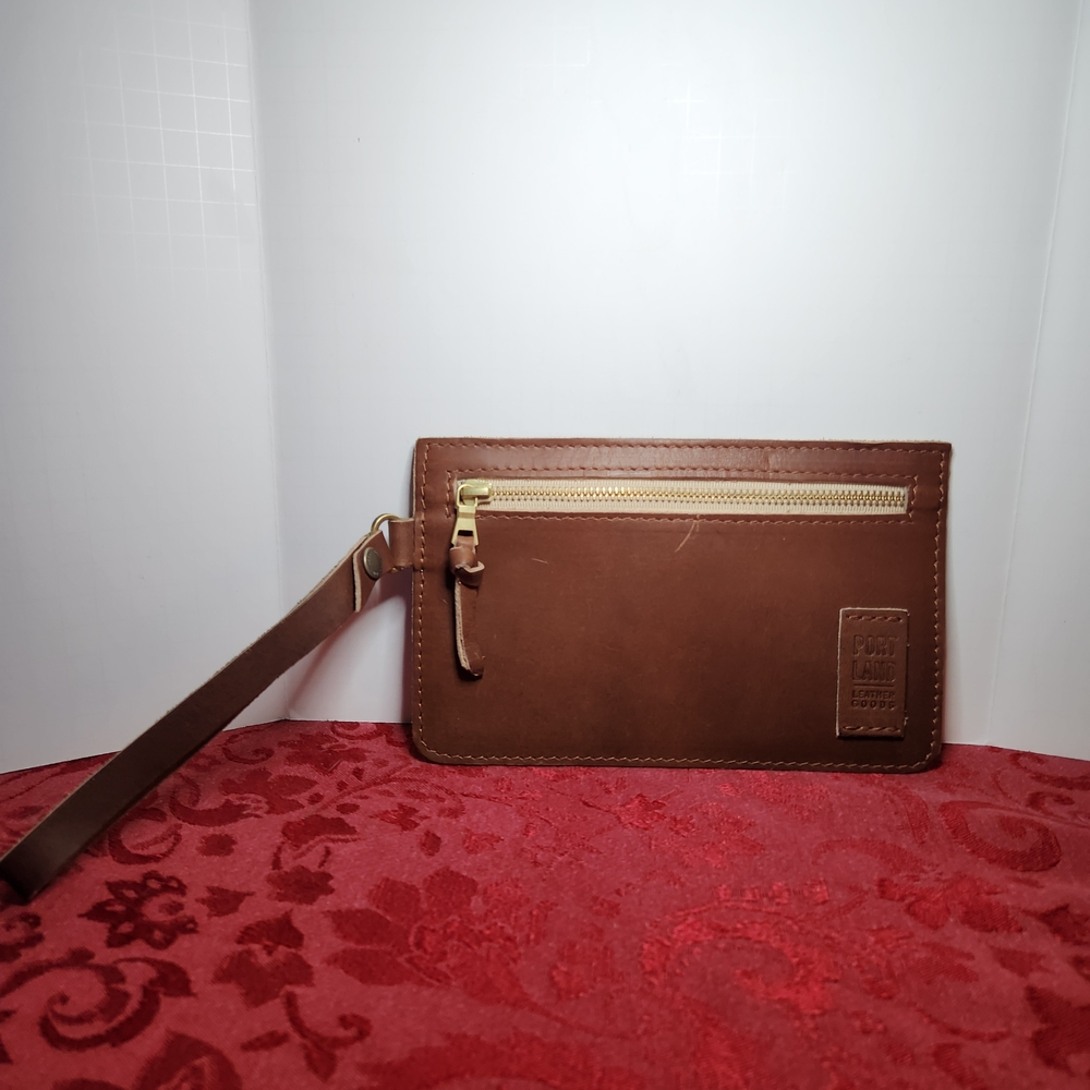 Portland Leather Goods Adriana Pouch Wristlet Cluth Wallet Brown